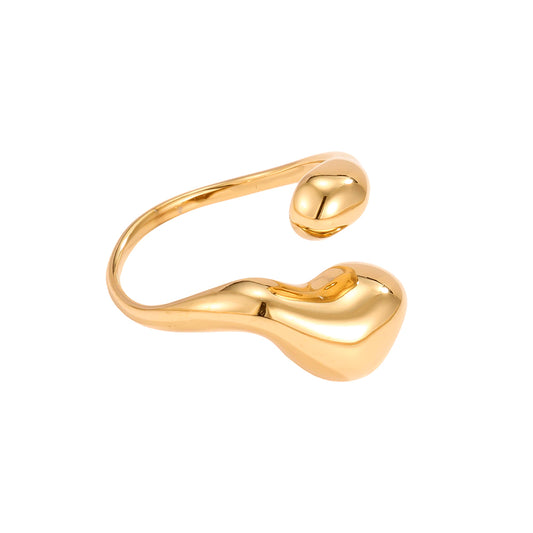 Goudkleurige Aura Ring van roestvrij staal met organisch open design.
