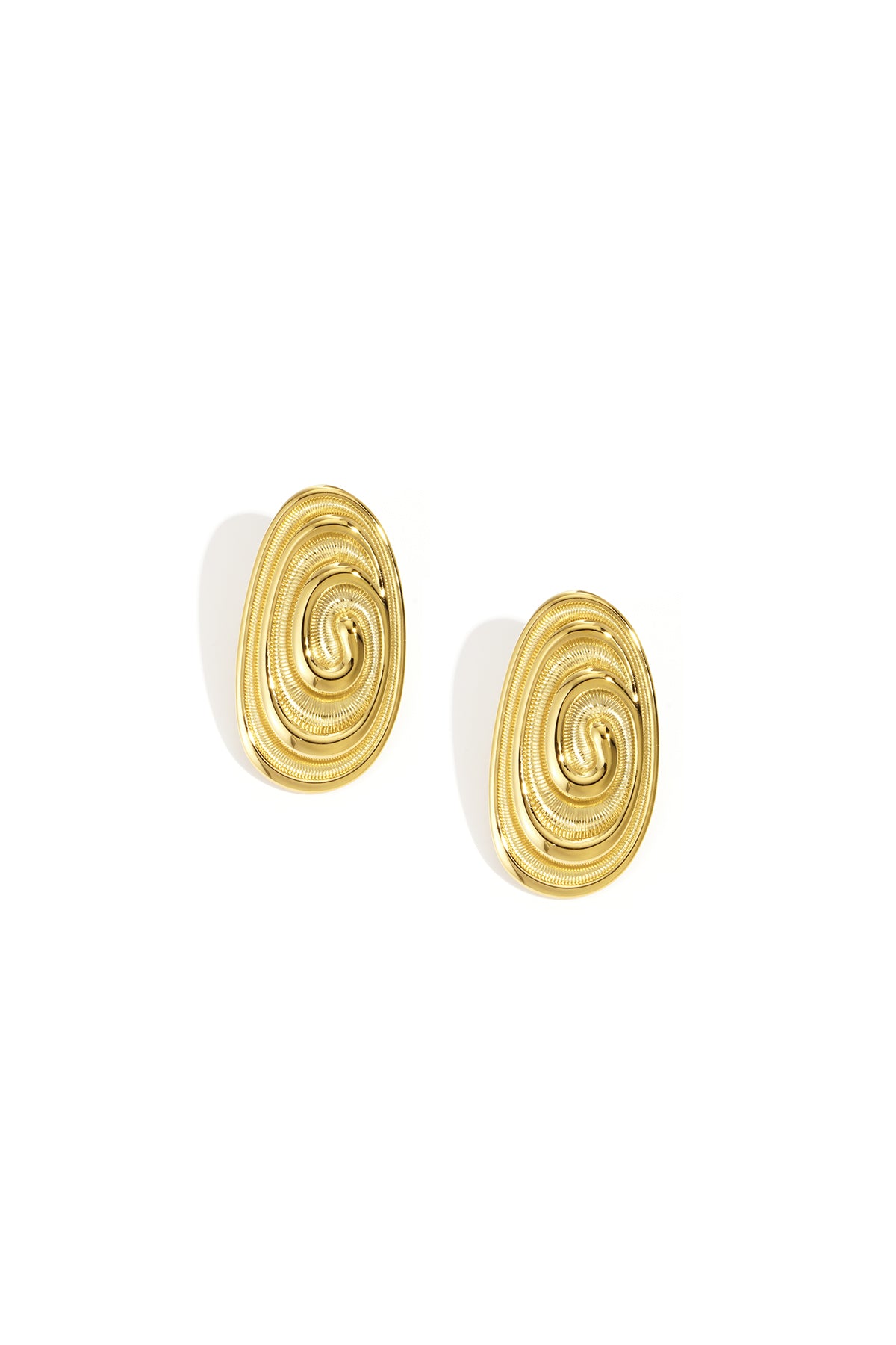 Gouden RVS oorbellen – Organische Ovalen Statement Studs