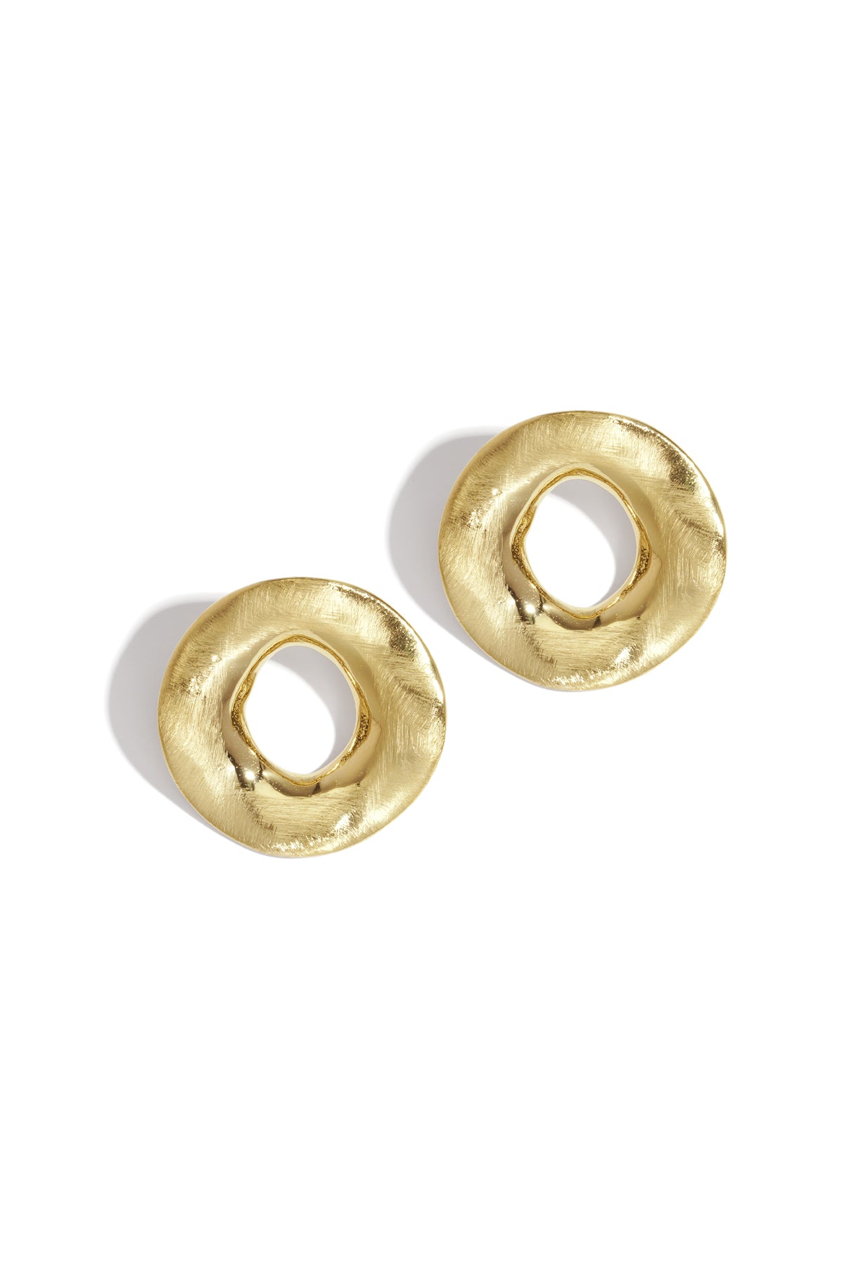Gouden RVS Oorbellen – Organische Ronde Statement Studs