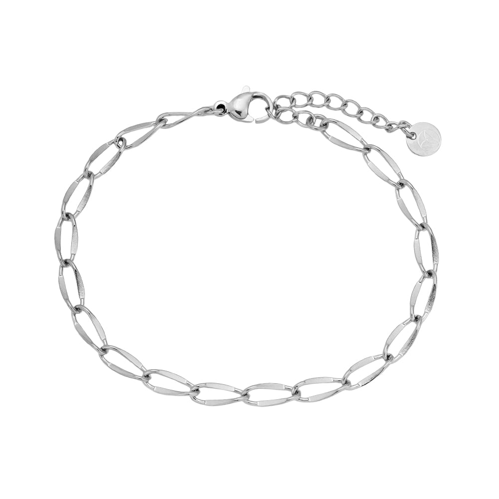 Zilveren Luna Bracelet van roestvrij staal met ovale minimalistische schakels.