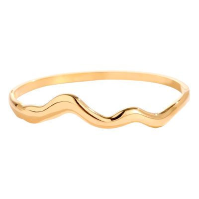 Wave bangle goudkleurig RVS. Moderne en organische sieraden.