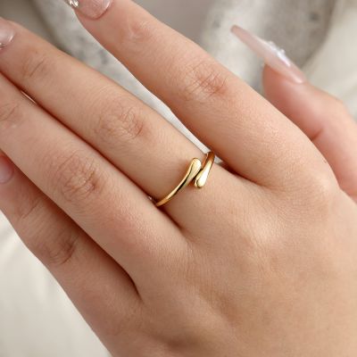Tiny Drop Ring – Goudkleurig (RVS) - Last item!