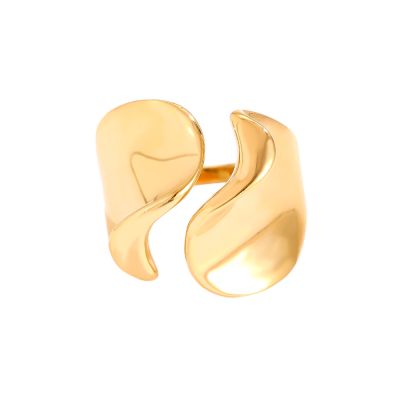 Wave ring goudkleurig – stainless steel statement ring
