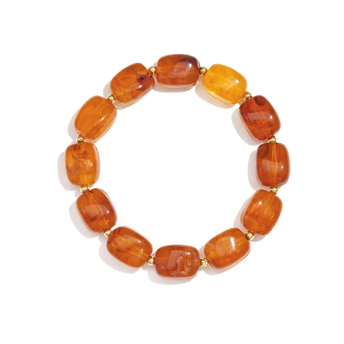 Amberkleurige elastische armband van acryl en RVS