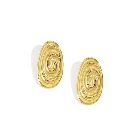 Gouden RVS oorbellen – Organische Ovalen Statement Studs - Low on stock!