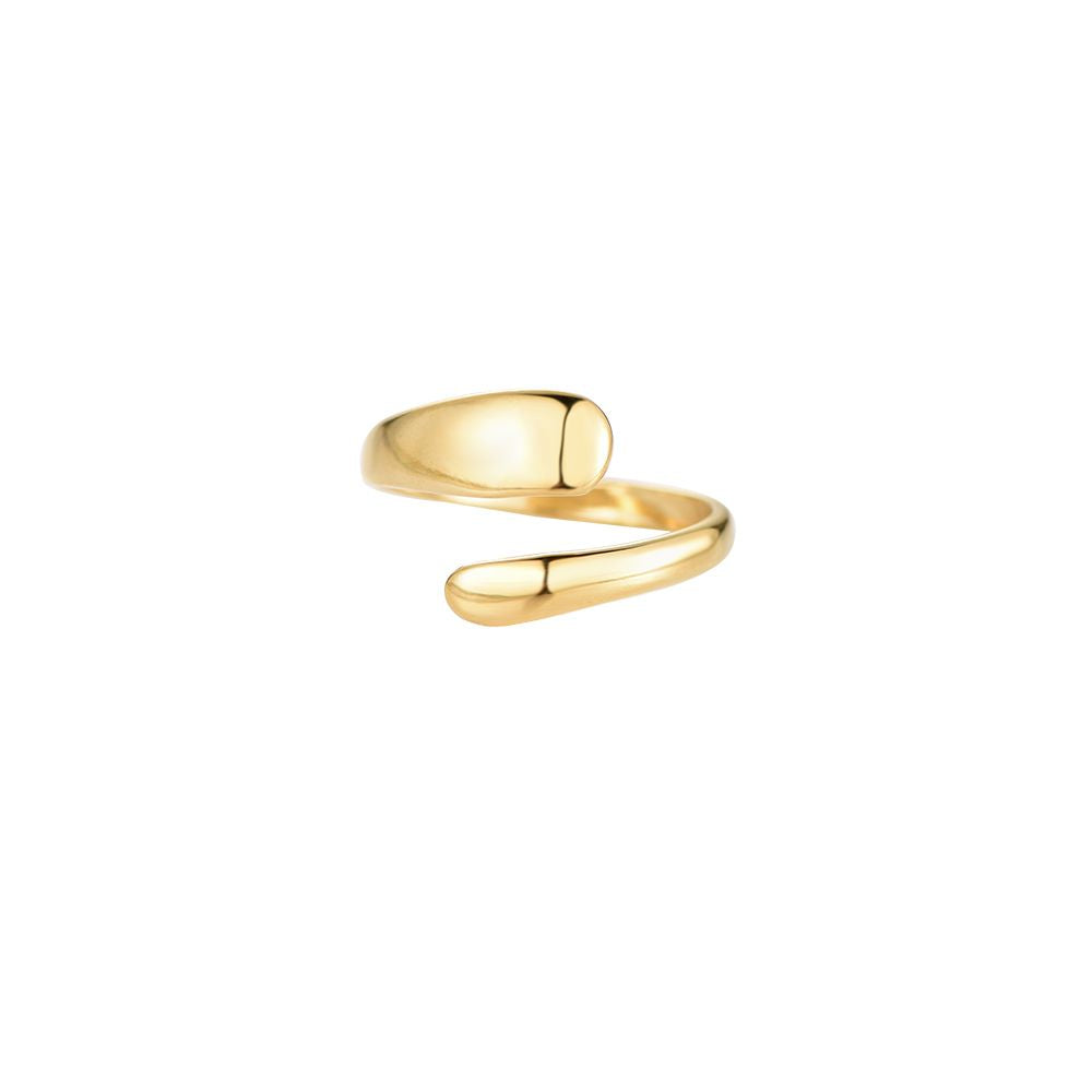 Gevouwen ring goudkleurig RVS - Minimalistische statement ring