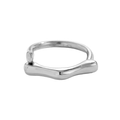 Zilveren Contour Ring van roestvrij staal met een organische, sculpturale vorm.