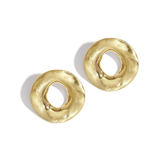 Gouden RVS Oorbellen – Organische Ronde Statement Studs