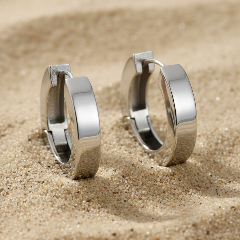 Brede zilveren hoops – Pinterest productfoto
