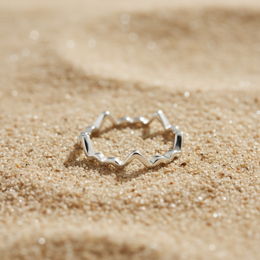 Zigzag zilveren ring – Pinterest productfoto